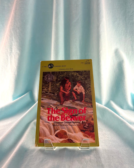 Book titled 'The Sign of the Beaver' on a white background
