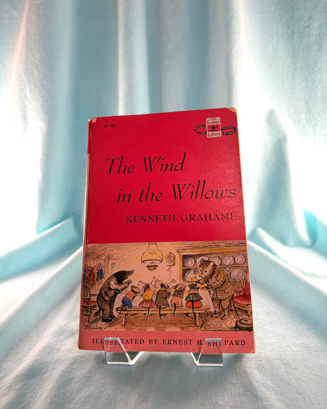 Book titled 'The Wind in the Willows' by Kenneth Grahame on a white background