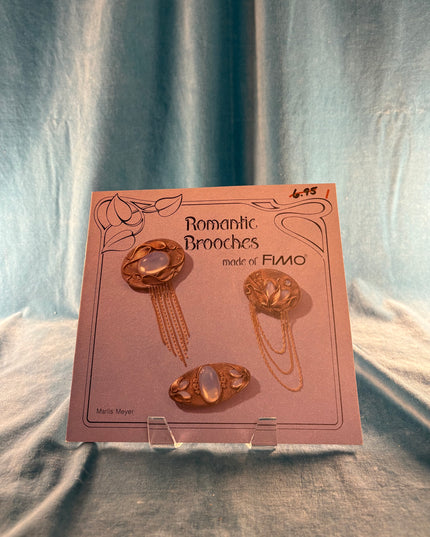 Romantic Brooches Made of Fimo